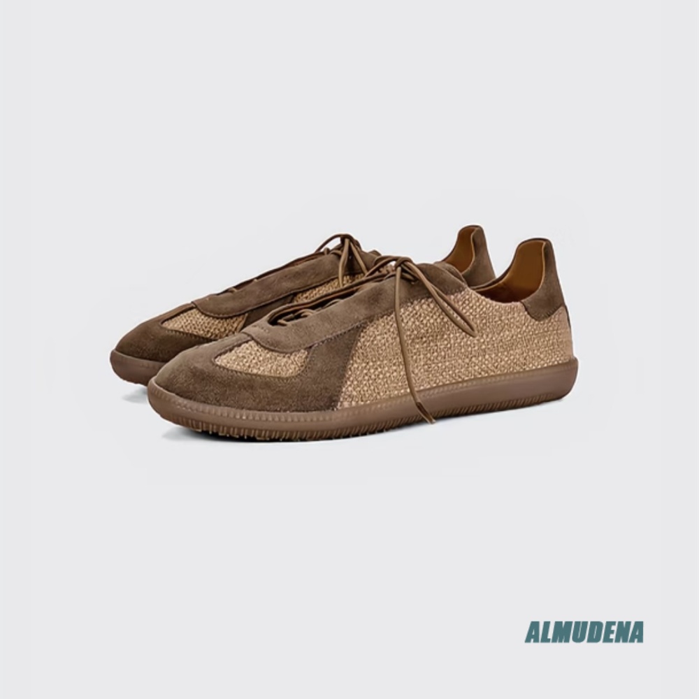 Outdoor Lighting Vintage - Sepatu Sneakers Suede Linen Patchwork untuk
