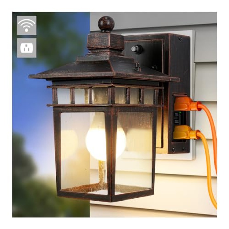 Outdoor Lighting Sconce - Lampu Luar Ruangan dengan Stopkontak GFCI,