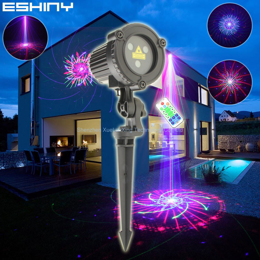 Outdoor Lighting Sconce - ESHINY RGB lampu Laser lanskap bergerak